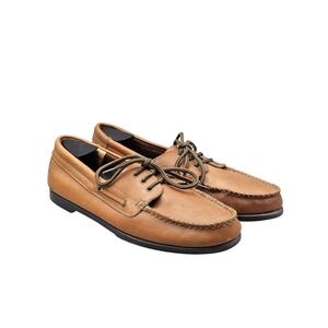 Levis Men's Size 12 M US EUC Vintage Brown Leather Lace Up Moccasin Boat Shoes